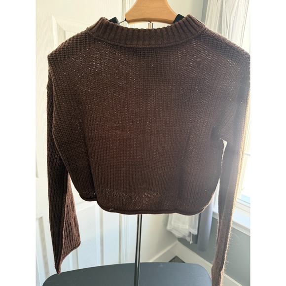Wild Fable Dark Brown Cropped Knit Sweater XXS Long Sleeve - Picture 2 of 5